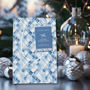 Dusty Blue Check Pattern Holiday Medium Gift Bag