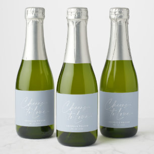 Dusty Blue “Cheers to Love” Wedding  Sparkling Wine Label