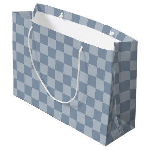 Dusty Blue Chequerboard Large Gift Bag