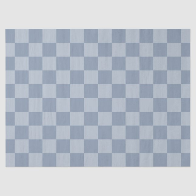 Dusty Blue Chequerboard Tissue Paper (Front)