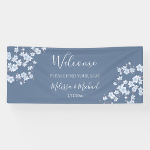 Dusty Blue Cherry Blossom    Seating Chart Header Banner