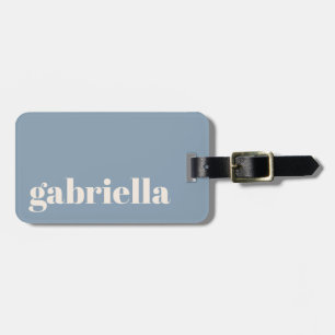 Dusty Blue Chic Bold Typography Personalized Name  Luggage Tag