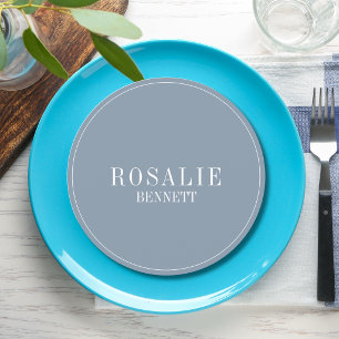 Dusty Blue Chic Formal Round Wedding Guest Place Program