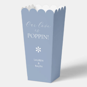 Dusty Blue Chic Minimal Script Wedding Popcorn Favor Box