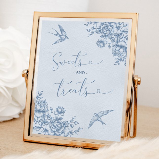 Dusty Blue Chinoiserie Baby Shower Sweets & Treats Poster (Creator Uploaded)