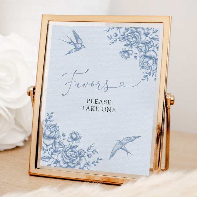 Dusty Blue Chinoiserie Bridal Shower Favours Sign (Creator Uploaded)