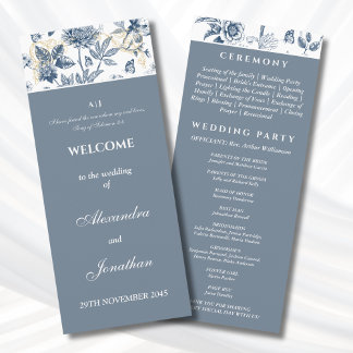 Dusty Blue Chinoiserie Christian Wedding Program