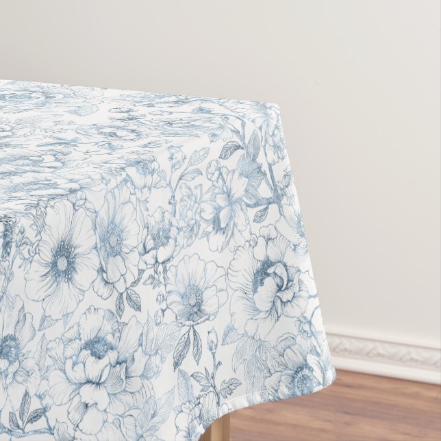 Dusty Blue Chinoiserie Floral Nappe Élégante (In Situ)