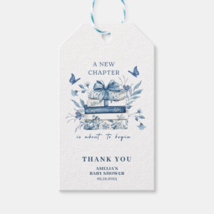 Dusty Blue Chinoiserie New chapter Baby Shower Gift Tags