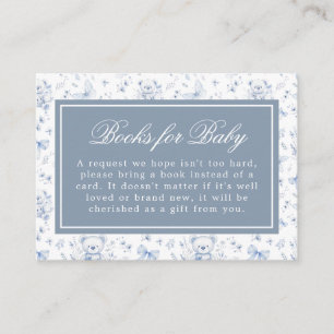 Dusty Blue Chinoiserie Teddy Bears Baby Shower Enclosure Card