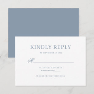 Dusty Blue Classic Calligraphy Script Wedding Rsvp Card