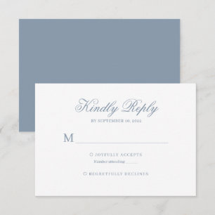Dusty Blue Classic Calligraphy Script Wedding Rsvp Card