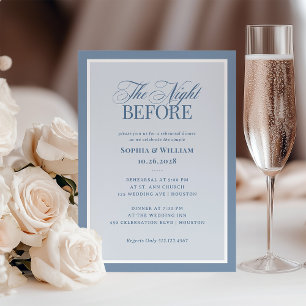 Dusty Blue Classic Luxe Elegant Rehearsal Dinner Invitation