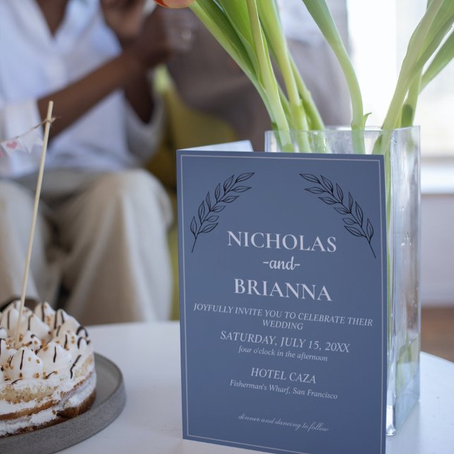 Dusty Blue Classic Minimalist Modern Boho Wedding  Invitation (Creator Uploaded)