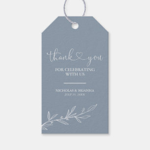 Dusty Blue Classic Minimalist Wedding Thank You Gift Tags