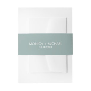 Dusty Blue Classic Personalized Wedding Invitation Belly Band
