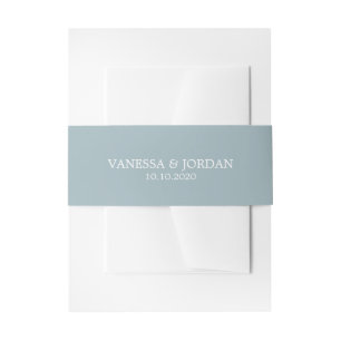 Dusty blue Classic Personalized Wedding Invitation Belly Band