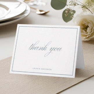 Dusty Blue Classic Script Bridal Shower Folded Thank You Card