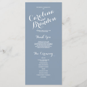 Dusty Blue Classic Script Elegant Wedding Program