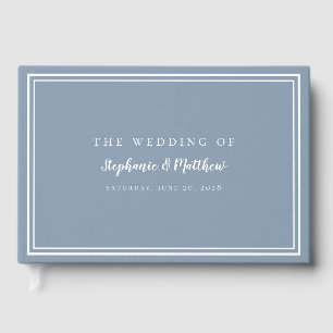 Dusty Blue Classic Simple Modern Wedding Elegant Guest Book