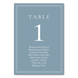 Dusty Blue Classic Table Number with Seating Chart
