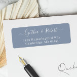 Dusty Blue Classy Script Wedding Return Address<br><div class="desc">Dusty Blue Simple Minimalist Script Return Address Label. For further customization,  please use Zazzle's design tool to modify this template.</div>