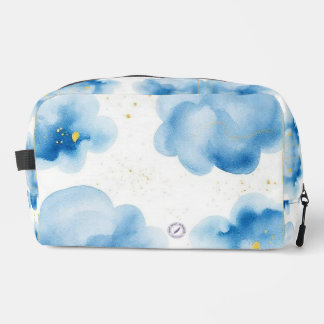 Dusty Blue Clouds Sprinkled Gold Frame Mappchen Dopp Kit