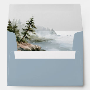 Dusty Blue Coastal Minimal Wedding Return Address  Envelope