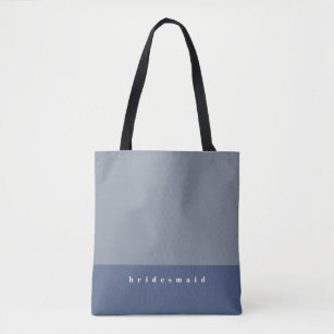 Dusty Blue Colour Block Personalized Tote Bag