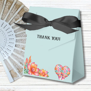Dusty Blue Colourful Floral Fiesta Mexican Wedding Favor Box