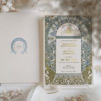 Dusty Blue Cornflower Wedding Art Nouveau Mucha