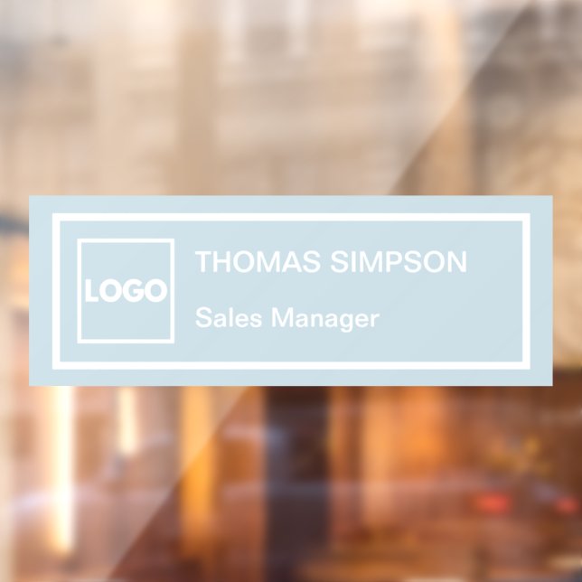 Dusty Blue Corporate Logo Company Employee Staff Window Cling (Sheet 2)