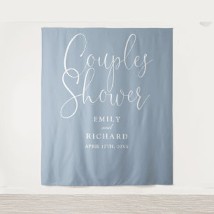 Dusty Blue Couples Wedding Shower Photo Backdrop Tapestry