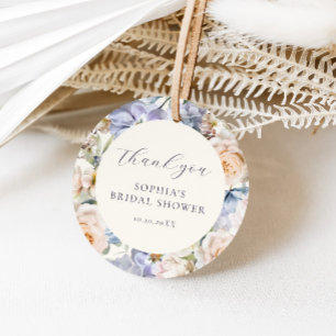 Dusty Blue Cream Floral Bridal Shower Favour Tags