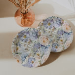 Dusty Blue Cream Floral Paper Plate<br><div class="desc">Elegant paper plates with a soft watercolor floral design featuring flowers in varying shades of dusty blue and cream.</div>