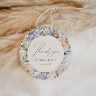 Dusty Blue Cream Floral Wedding Favour Tags