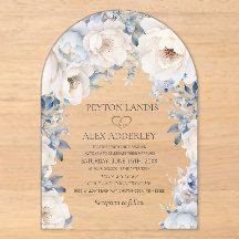Dusty Blue Cream White Floral Gold Arch Wedding