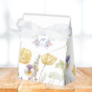 Dusty Blue Crest Floral Wedding Favor Box