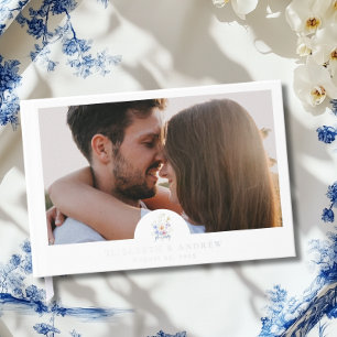 Dusty Blue Crest Floral Wedding Guest Book