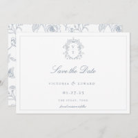 Dusty Blue Crest Monogram Wedding