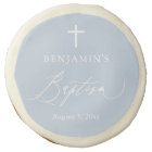 Dusty Blue Croix blanche Boy Baptême sucre Cookie