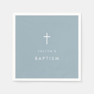 Dusty blue cross Baptism  Napkin