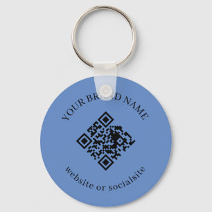 Dusty Blue Custom Business QR Code Keychains