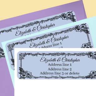 Dusty Blue Custom Name Floral Return Address