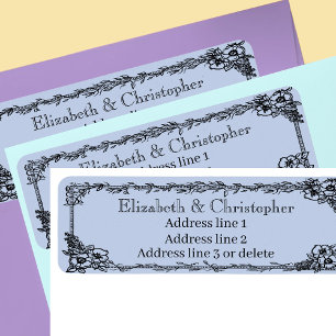 Dusty Blue Custom Name Floral Return Address