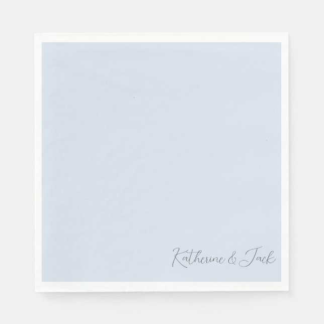 Dusty Blue Custom Names Luncheon Napkins (Front)