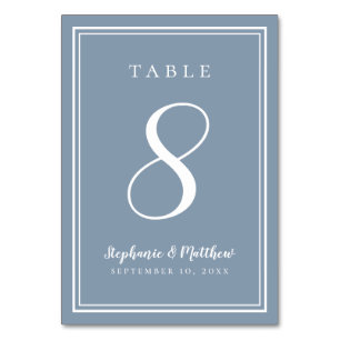Dusty Blue Customized Wedding Table Number