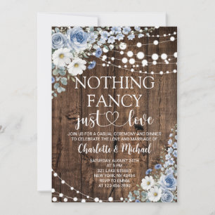 Dusty Blue Daisy Nothing Fancy Just Love Wedding Invitation