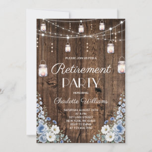 Dusty Blue Daisy Retirement Party Invitation