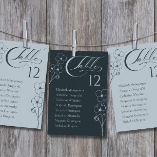 Dusty Blue Dark Botanical table Number Card
